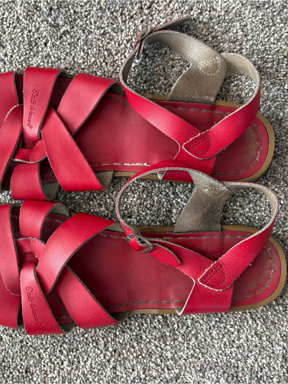 Salt Water Sandals by Hoy Red Leather Woven Strap Women's Sandals